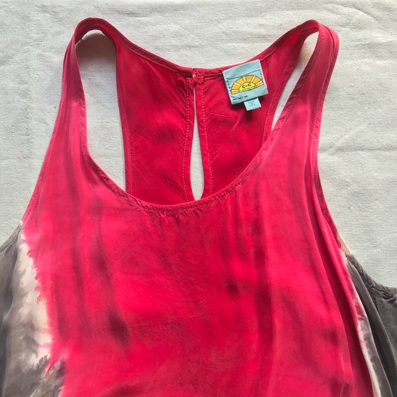 C&C Pink Tie-Died Raw Silk Maxi - Picture 8 of 8